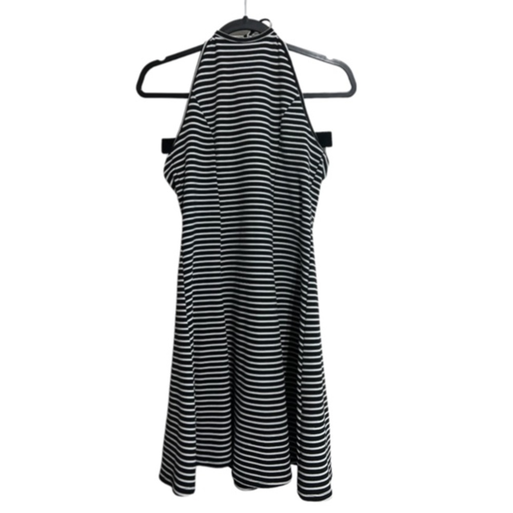 Authentic American Heritage Halter Black/White Ribbed Dress M